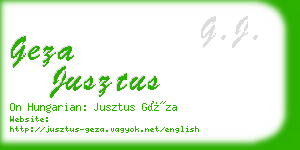 geza jusztus business card